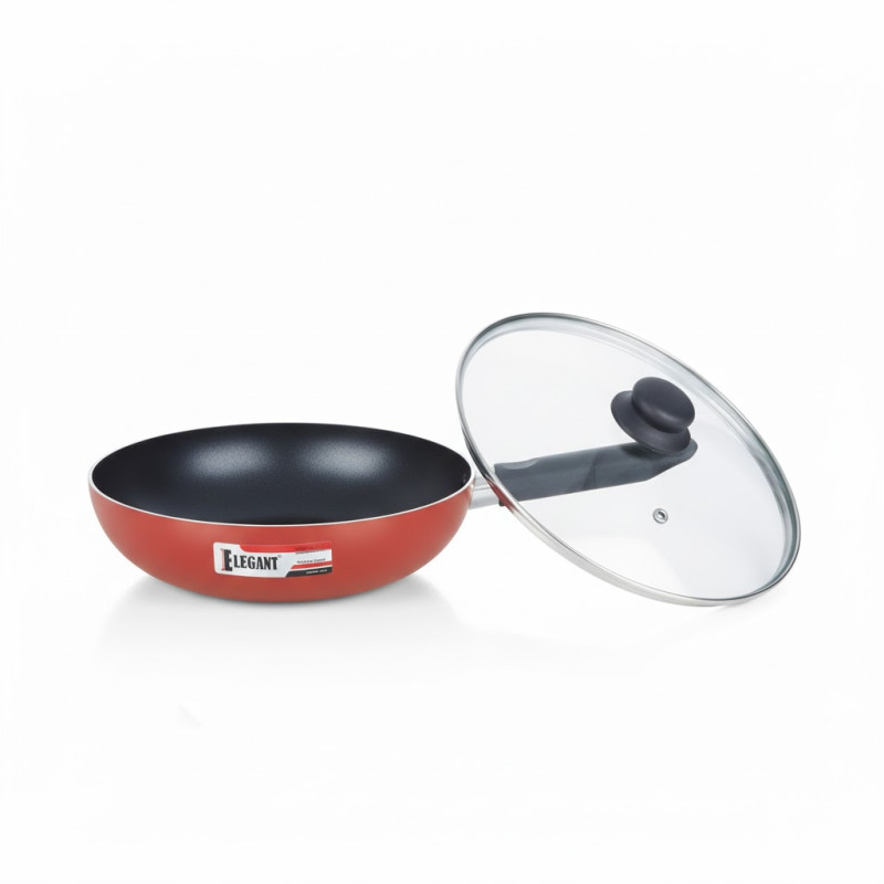 Elegant Prima Non Stick Wok with Glass Lid 30cm