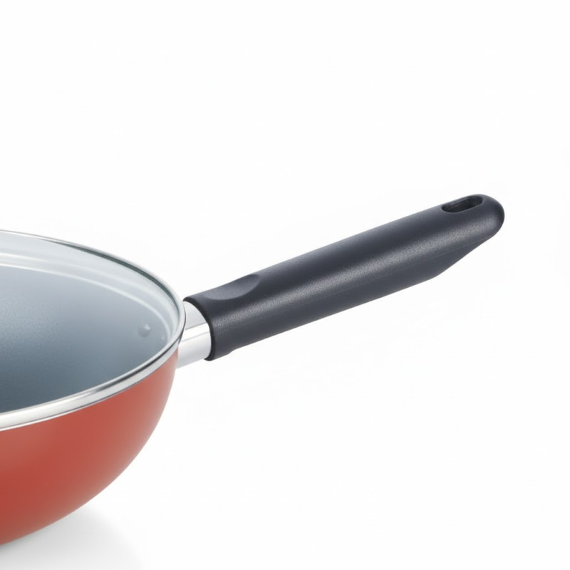 Elegant Prima Non Stick Wok with Glass Lid 30cm