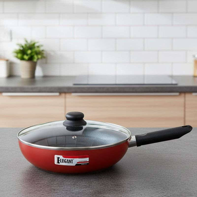 Elegant Prima Non Stick Wok with Glass Lid 30cm
