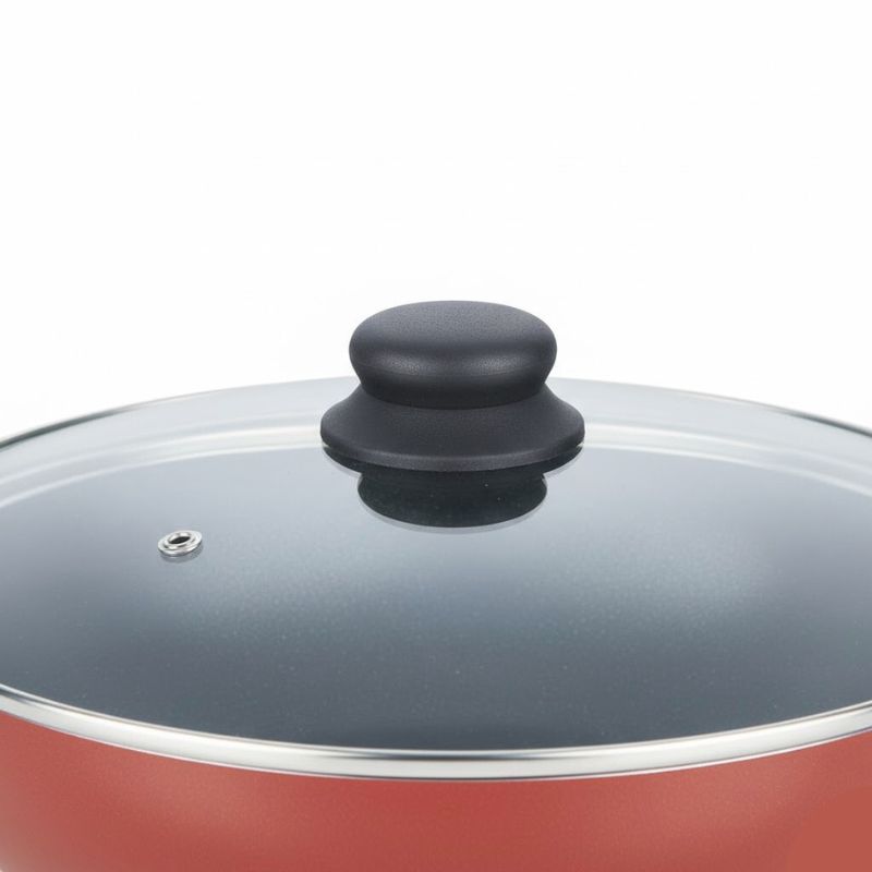 Elegant Prima Non Stick Wok with Glass Lid 30cm