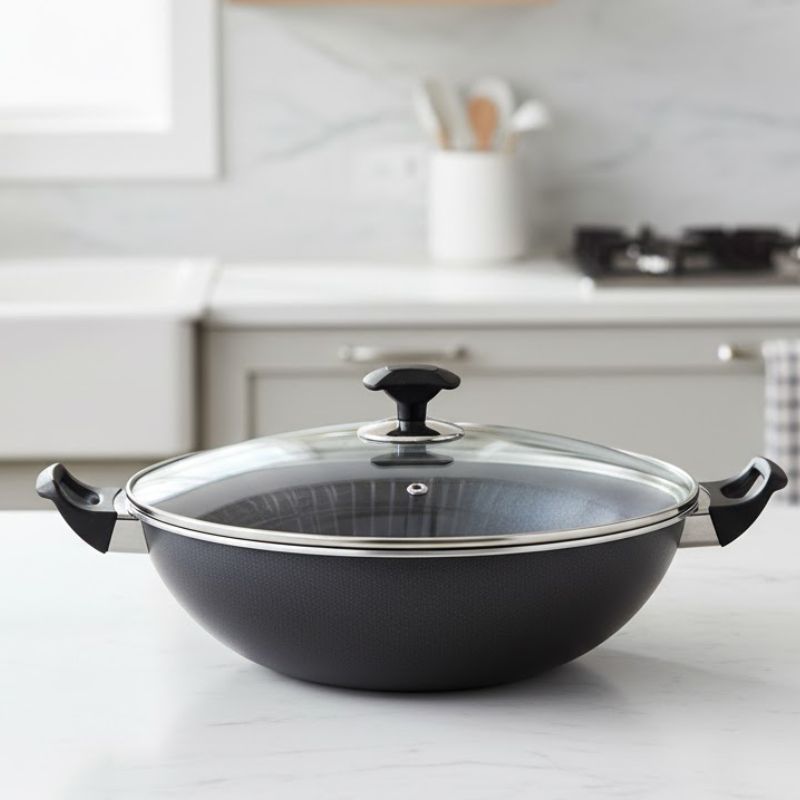 Kitchen King Proto Wok Karahi with Glass Lid