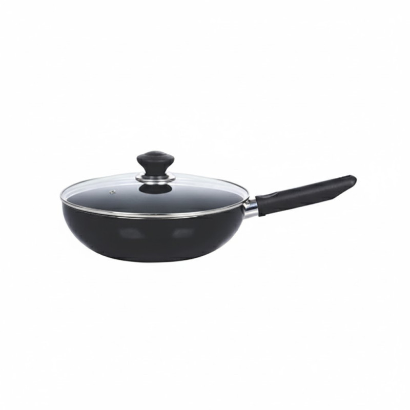 Kitchen King Imperial Wok/Karahi with Long Handle and Glass Lid