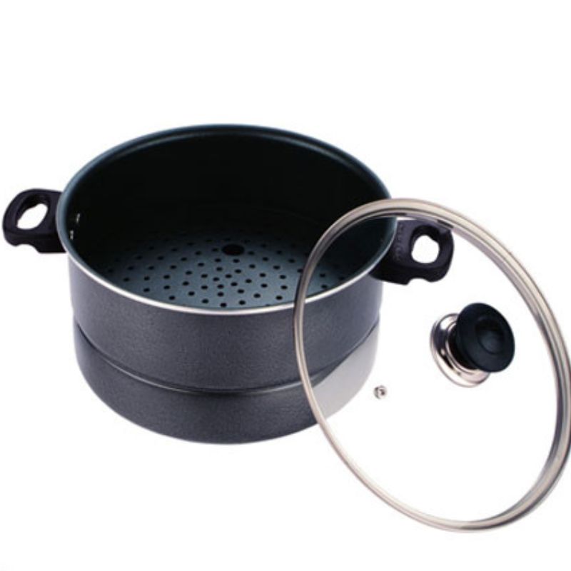 Kitchen King 26cm Steamer 'n' Cooker  2-in-1 with Glass Lid