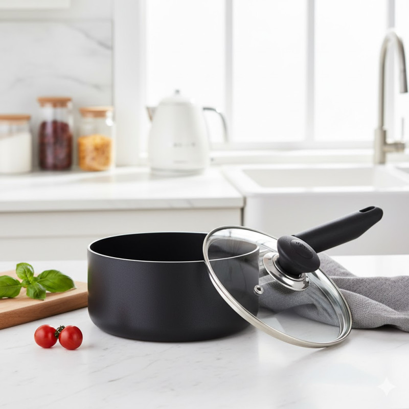 Kitchen King 18cm Lumina Sauce Pot with Glass Lid