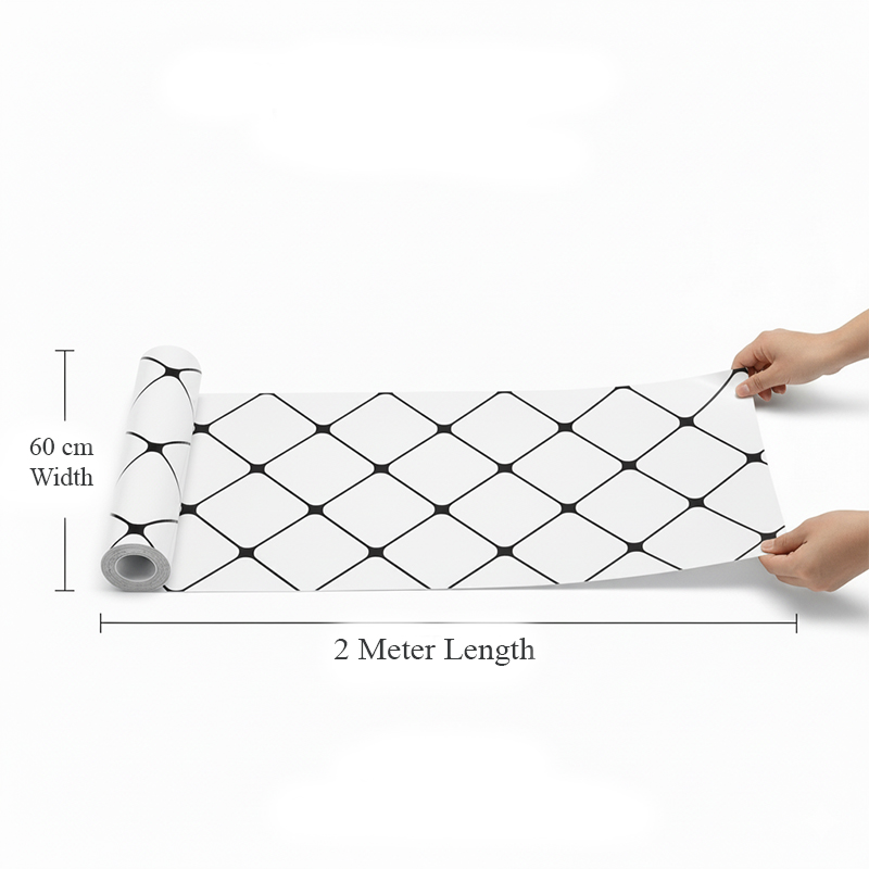 Marble Adhesive Sheet Black And White Diagonal Pattern Design