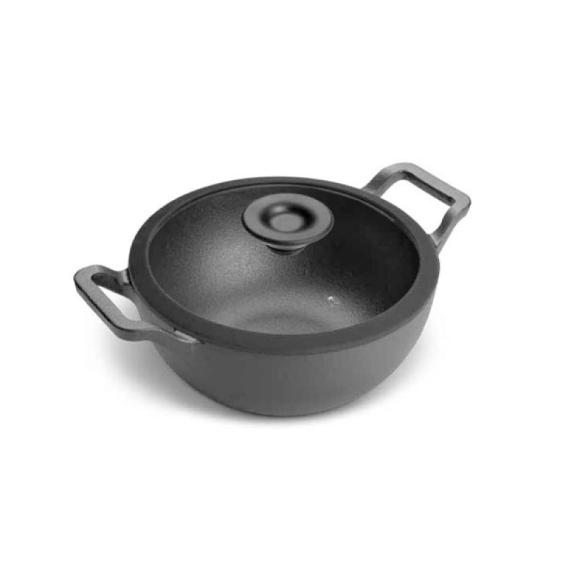 Prestige Cast Iron wok/karahi with Glass Lid 20cm