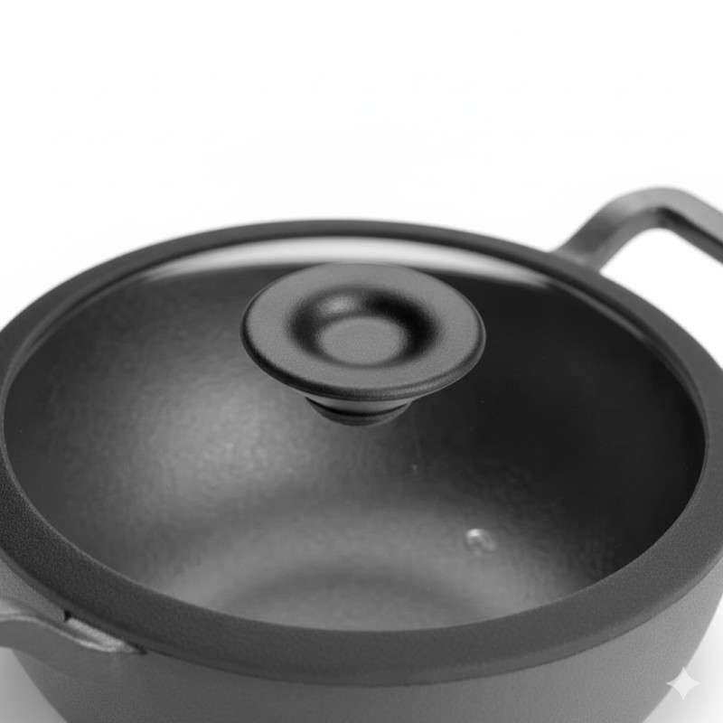Prestige Cast Iron wok/karahi with Glass Lid 20cm