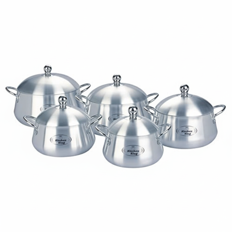 Kitchen King 10 Pieces Metal Finish Julia Belly Pot Set