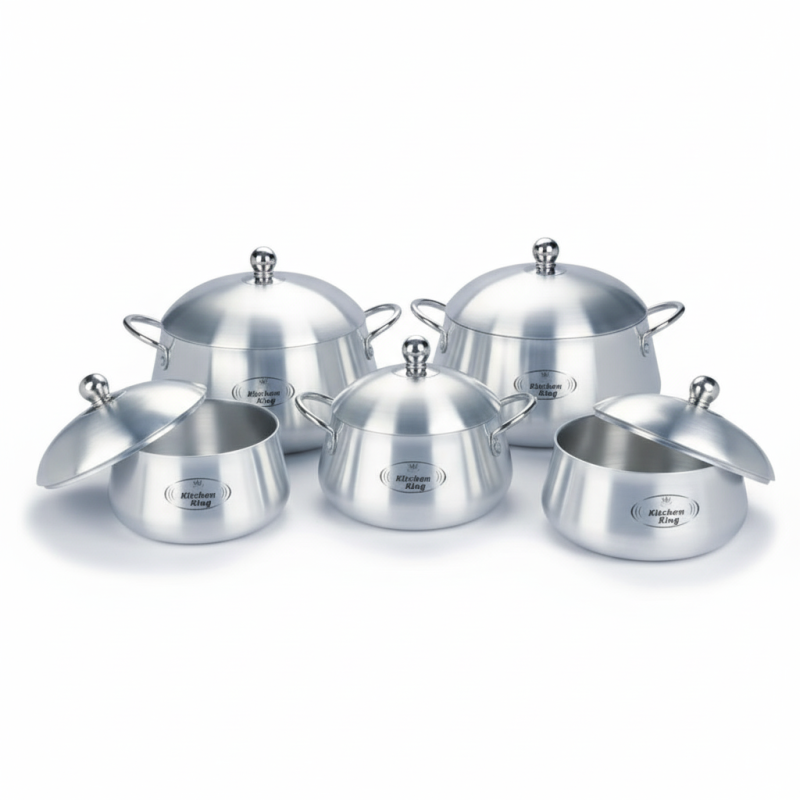 Kitchen King 10 Pieces Metal Finish Julia Belly Pot Set