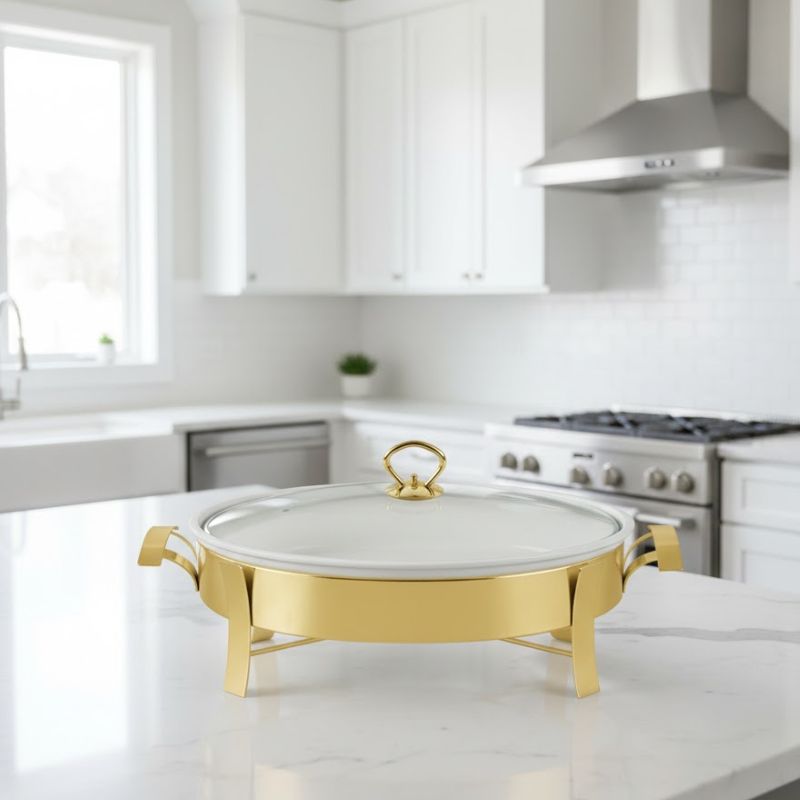 Brilliant Buffet Serving Dish Oval with Glass Lid 2Liter