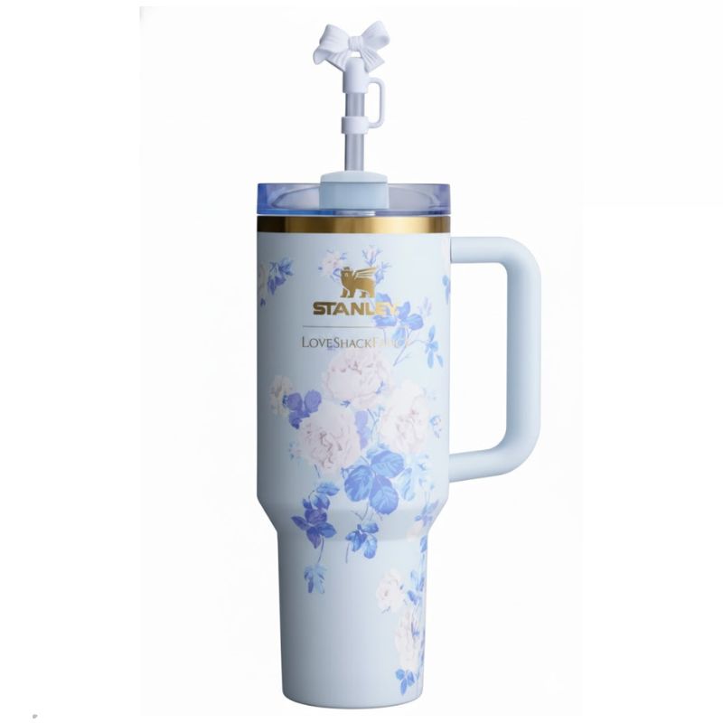 Stanley 40 OZ Tumbler Love Shack Fancy Quencher Everblooming Rosettes Gift Box Edition