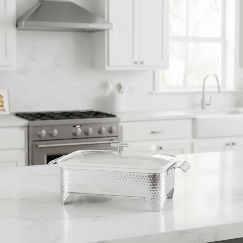 Brilliant Rectangular Buffet Casserole & Food Warmer With Glass Lid