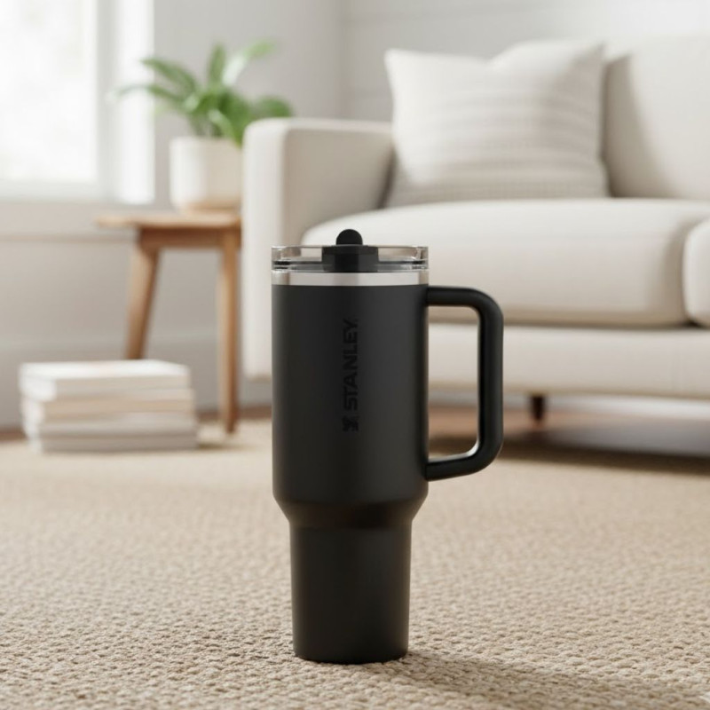 Stanley 40 OZ Black Flip Straw Tumbler