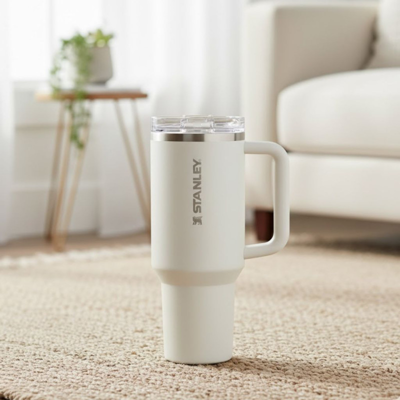 Stanley 40 OZ Cream Flip Straw Tumbler