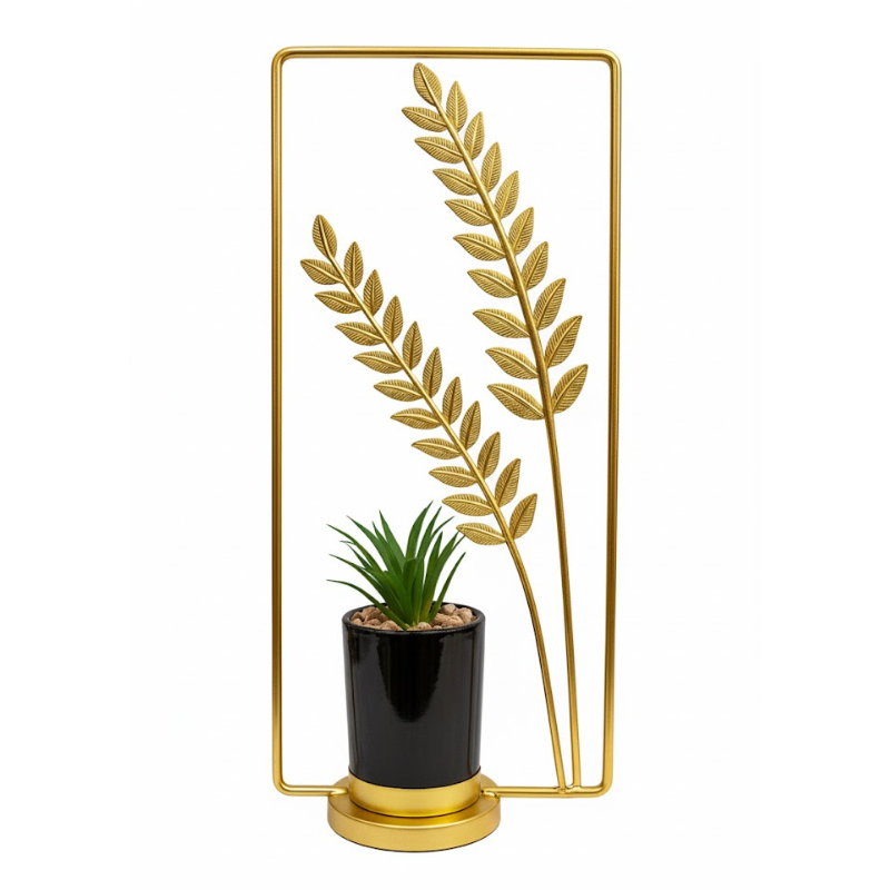 Golden Metal Monstera Leaf Artificial Plant With Pot
