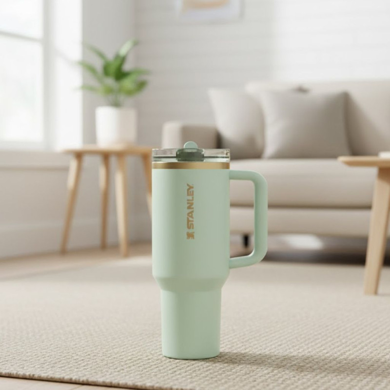 Stanley 40 OZ Gilded Celadon Flip Straw Tumbler