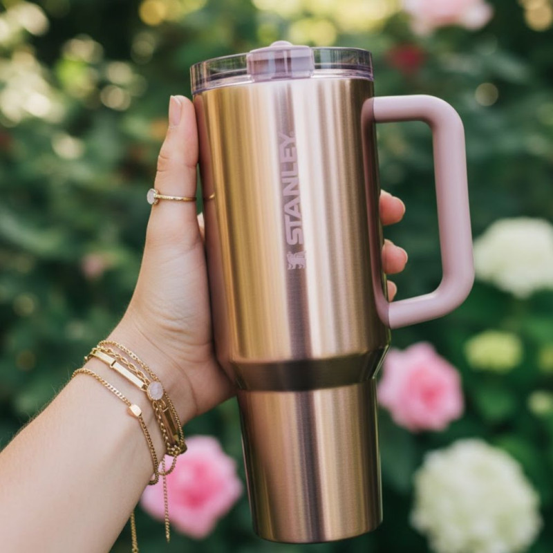 Stanley 40 OZ Polished Rose Gold Flip Straw Tumbler