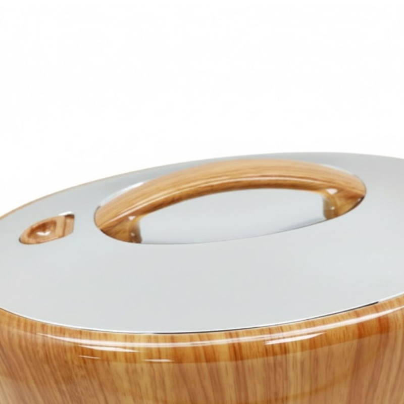 Oval Hotpot 38CM Light Wood Silver