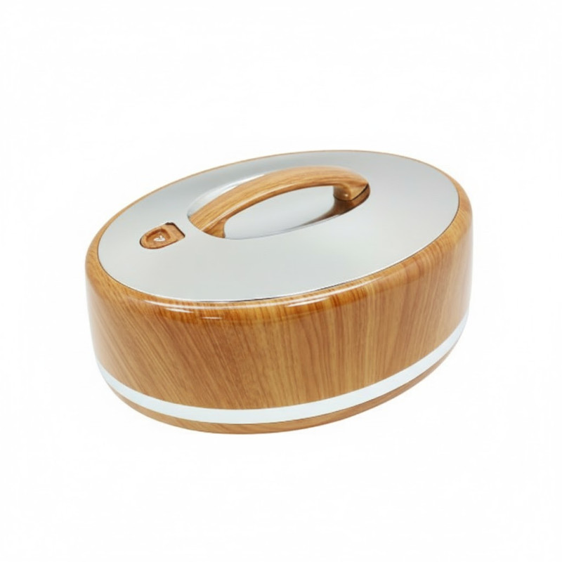 Oval Hotpot 38CM Light Wood Silver
