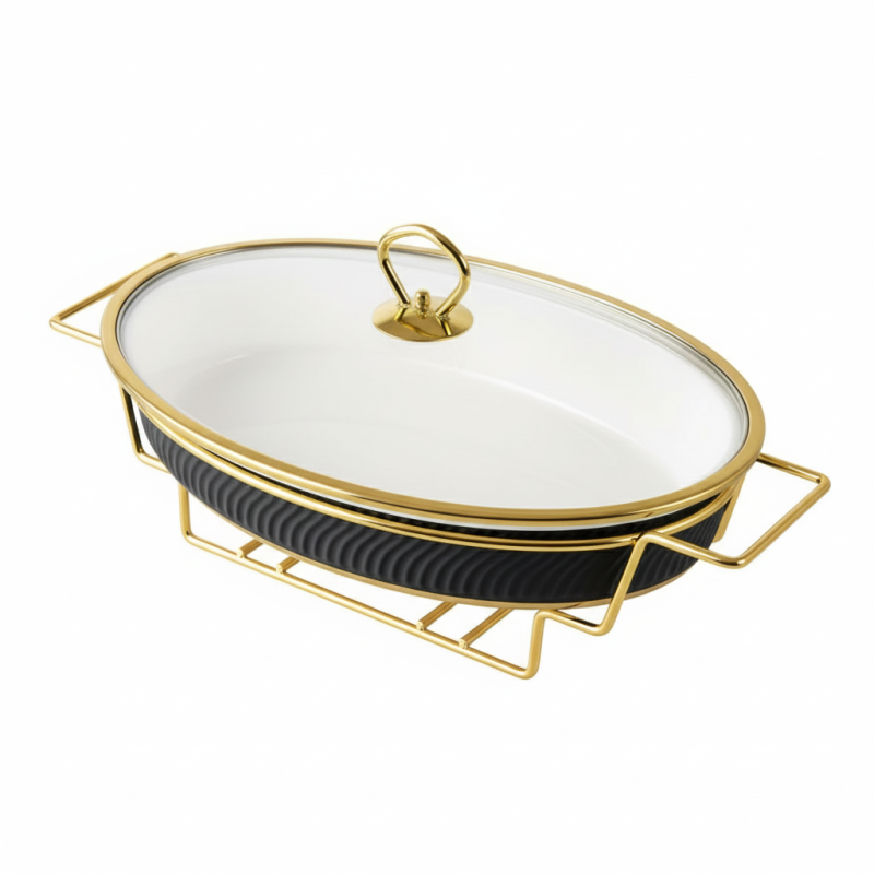 Brilliant Oval 16inch Serving Dish with Candle Stand Luxury Buffet Food Warmer