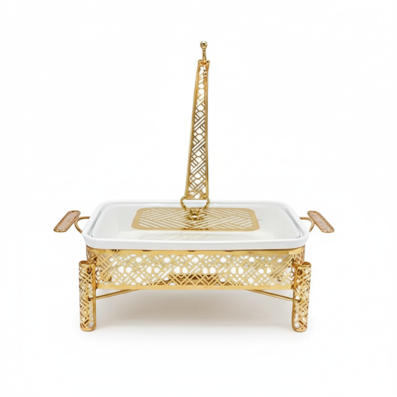 Brilliant Rectangular Serving Dish with Candle Stand for Buffet & Dining