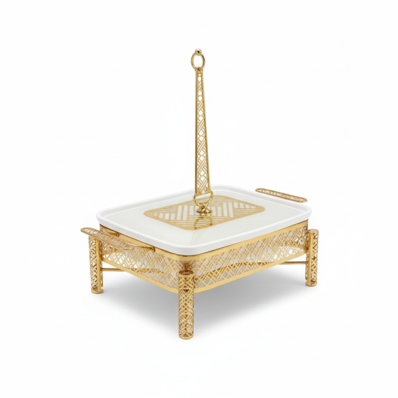 Brilliant Rectangular Serving Dish with Candle Stand for Buffet & Dining