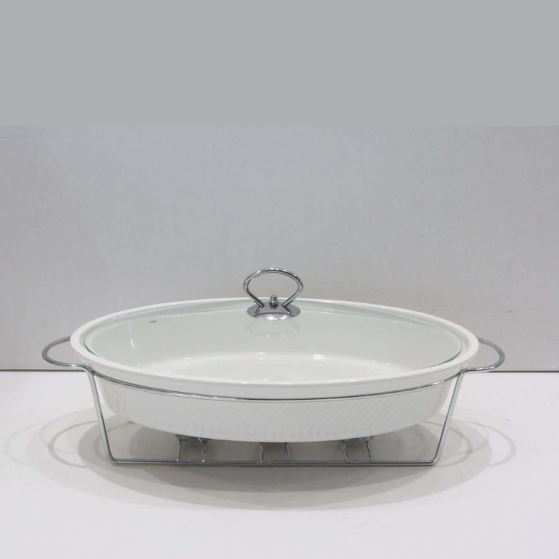 Brilliant Serving Oval Casserole  Dish with Candle Stand And Glass Lid