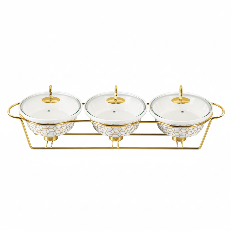 Brilliant 3 Piece 9inch Oval Casserole Set with Stand & Glass Lid