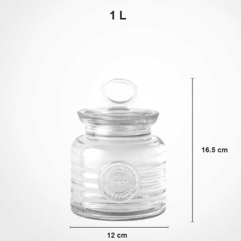 Limon 1Litre Airtight Glass Jar With Lid