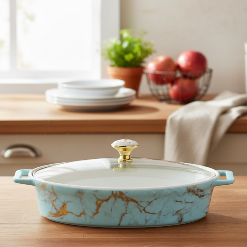 Brilliant 12inch Oval Serving Dish with Glass Lid