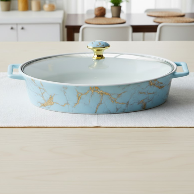 Brilliant 12inch Oval Serving Dish with Glass Lid