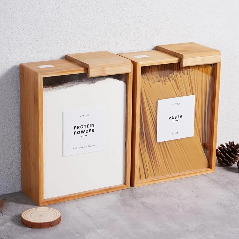 Small Wooden Rice Jar Box Premium Kitchen Storage Container