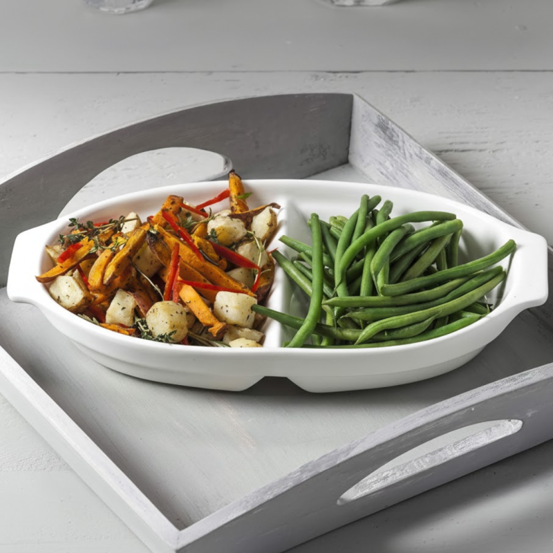 Brilliant 9inch Divided Ceramic Serve Plate