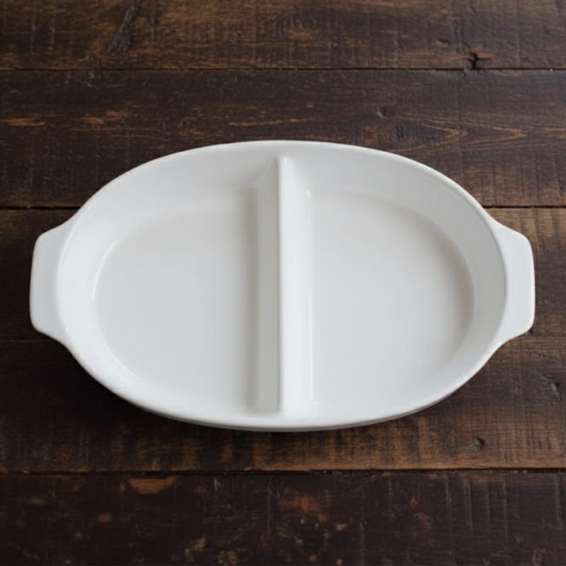 Brilliant 9inch Divided Ceramic Serve Plate