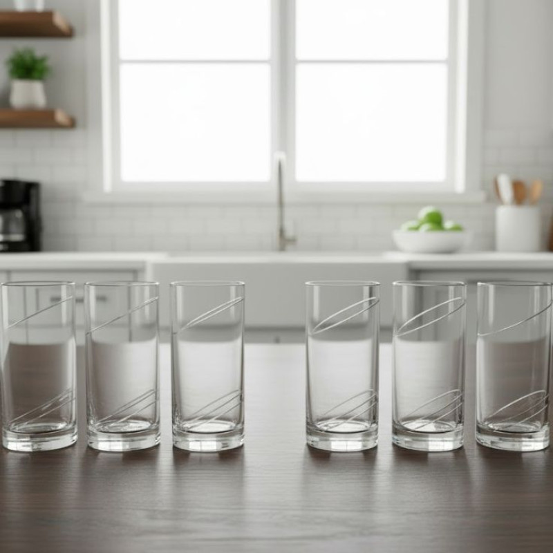 Acrylic 6 Pcs Slanted Glass Set 200ML Azad | Idealancy