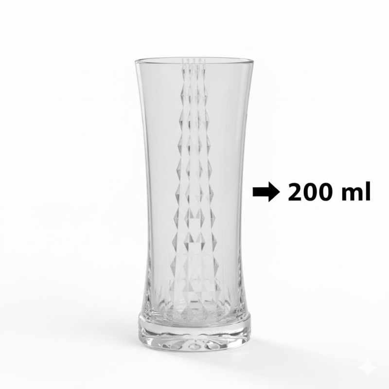 Diamond Glass Set 6 Pcs Acrylic 200ML Azad | Idealancy