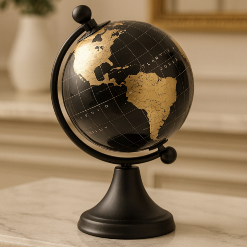 Black & Gold Decorative Globe Luxury Desk Ornament