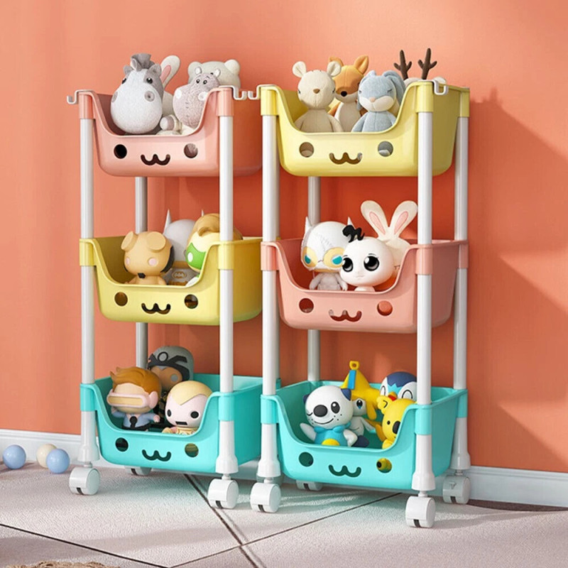 3-Tier Kids Toy And Accessories Storage Trolley