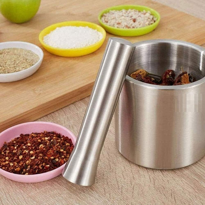 Mortar And Pestle Set Spice Hand Masher Stainless Steel