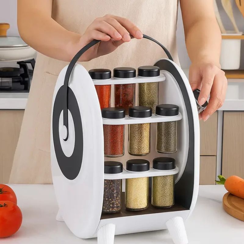 18 Jar Rotating Spice Rack Revolving Kitchen Spice Organizer | Idealancy