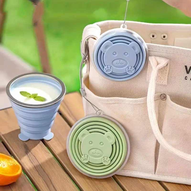 Silicone Folding Glass with Lid Portable, Leak Resistant & Travel Friendly Cup
