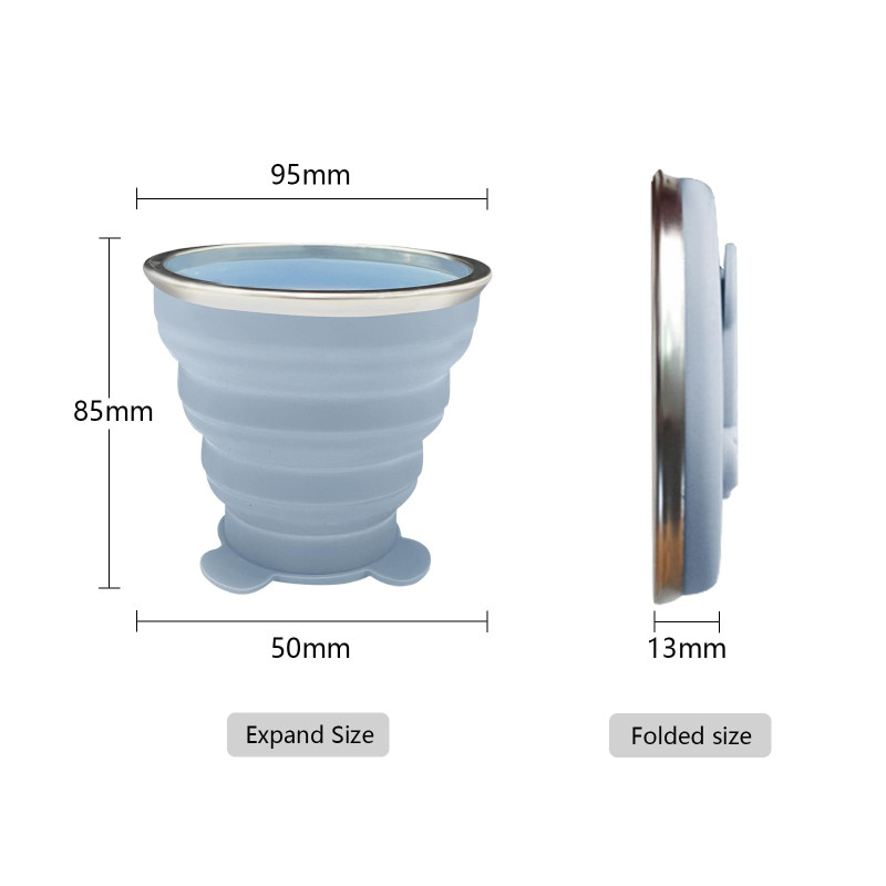 Silicone Folding Glass with Lid Portable, Leak Resistant & Travel Friendly Cup