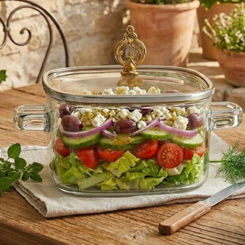 Glass Cooking Pot 2.2 Litre Heat Resistant Kitchen Pot