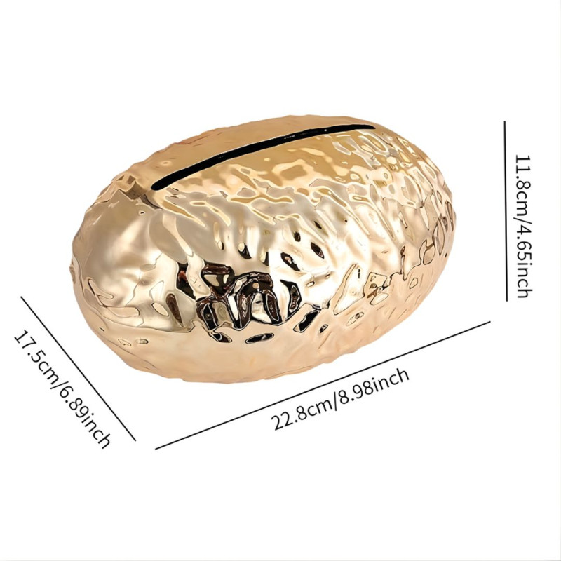 Egg Shaped Tissue Box Holder Stylish Gold Bathroom & Home Decor