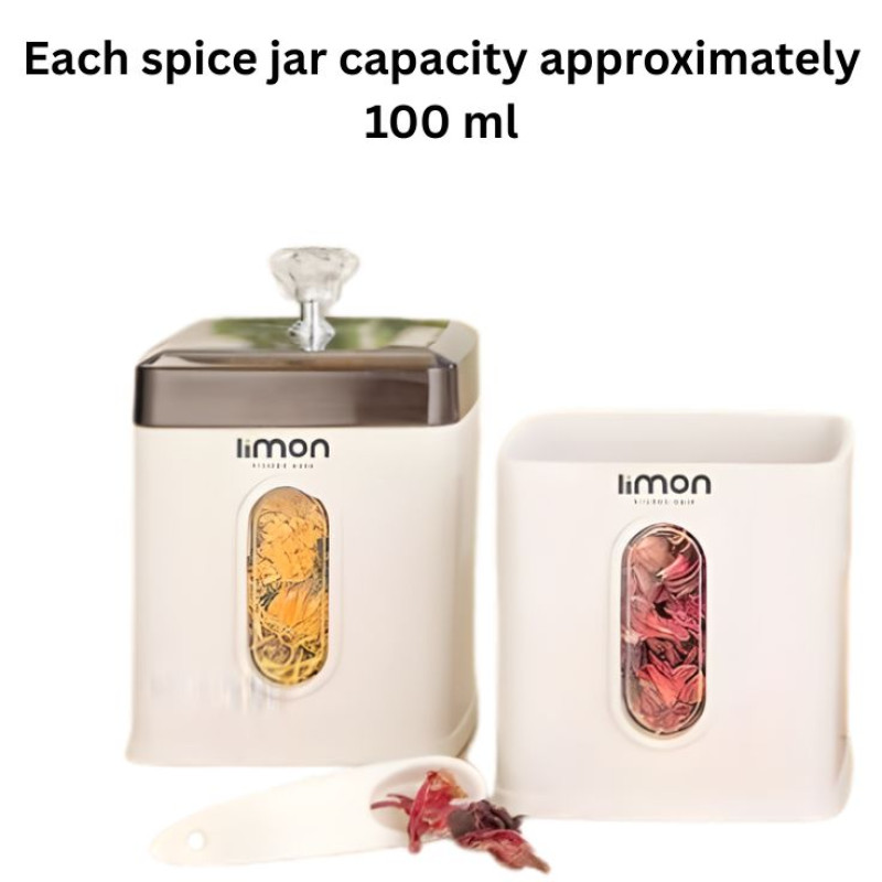 Limon Airtight Spice 6 Piece Jars Rack With Spoons