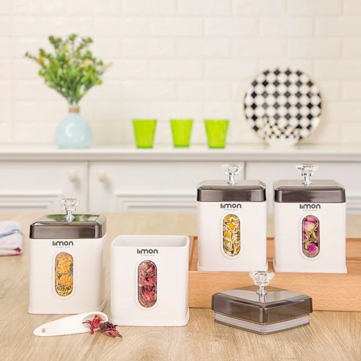 Limon Airtight Spice 6 Piece Jars Rack With Spoons