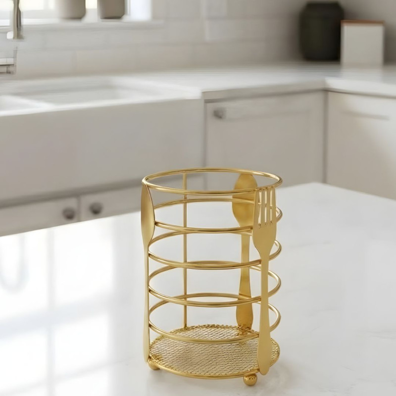 Luxury Golden Spoon Holder Elegant Kitchen Utensil Stand