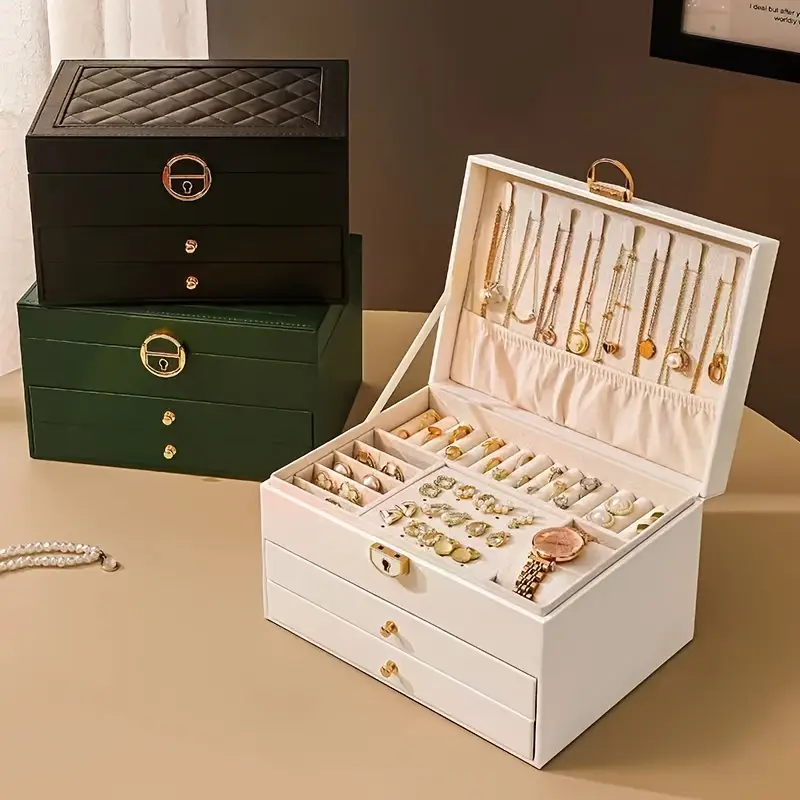 3 Tier Lockable Jewellery Box Secure Jewelry Organizer