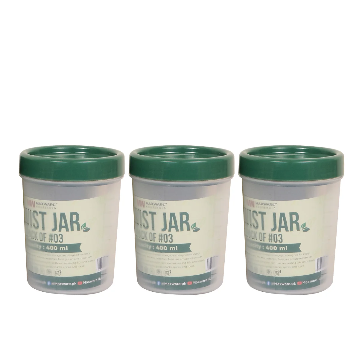 Twist Jar Large – 400 ML Storage Container Pack Of 3