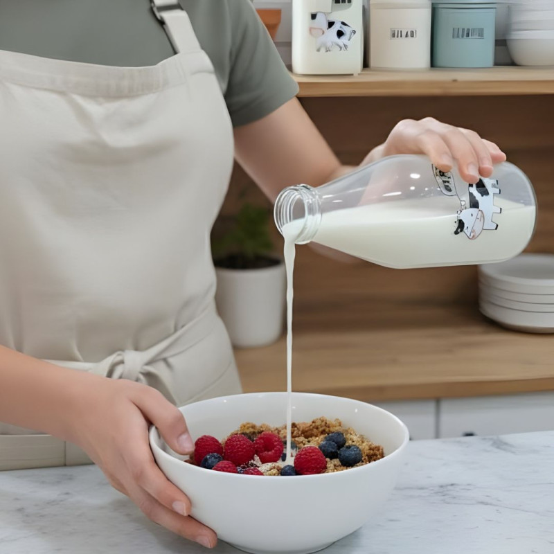 Cow Milk Bottle with White Cap Durable Drink Bottle